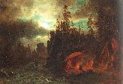 Bierstadt, Albert The Trappers' Camp oil painting artist